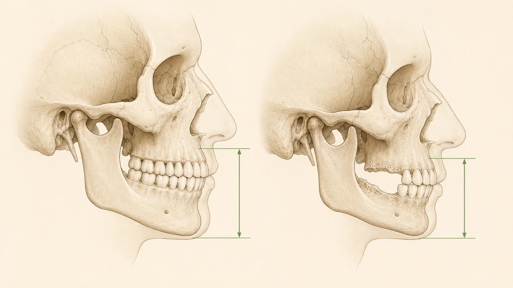 Comparación de la altura del tercio inferior del rostro con y sin soporte dental