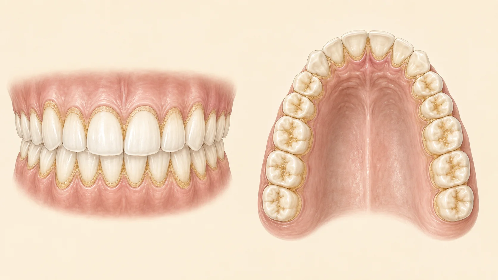 Zonas donde se acumula la placa dental: línea de la encía, espacios interproximales y surcos de los molares